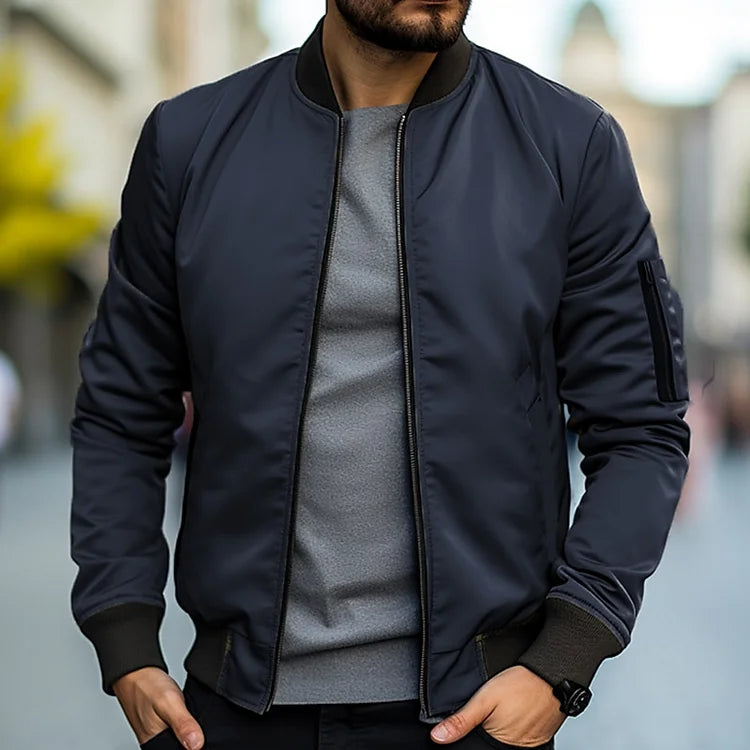 Bomber Jacket – Ribbed Edges & Zip Arm Pocket