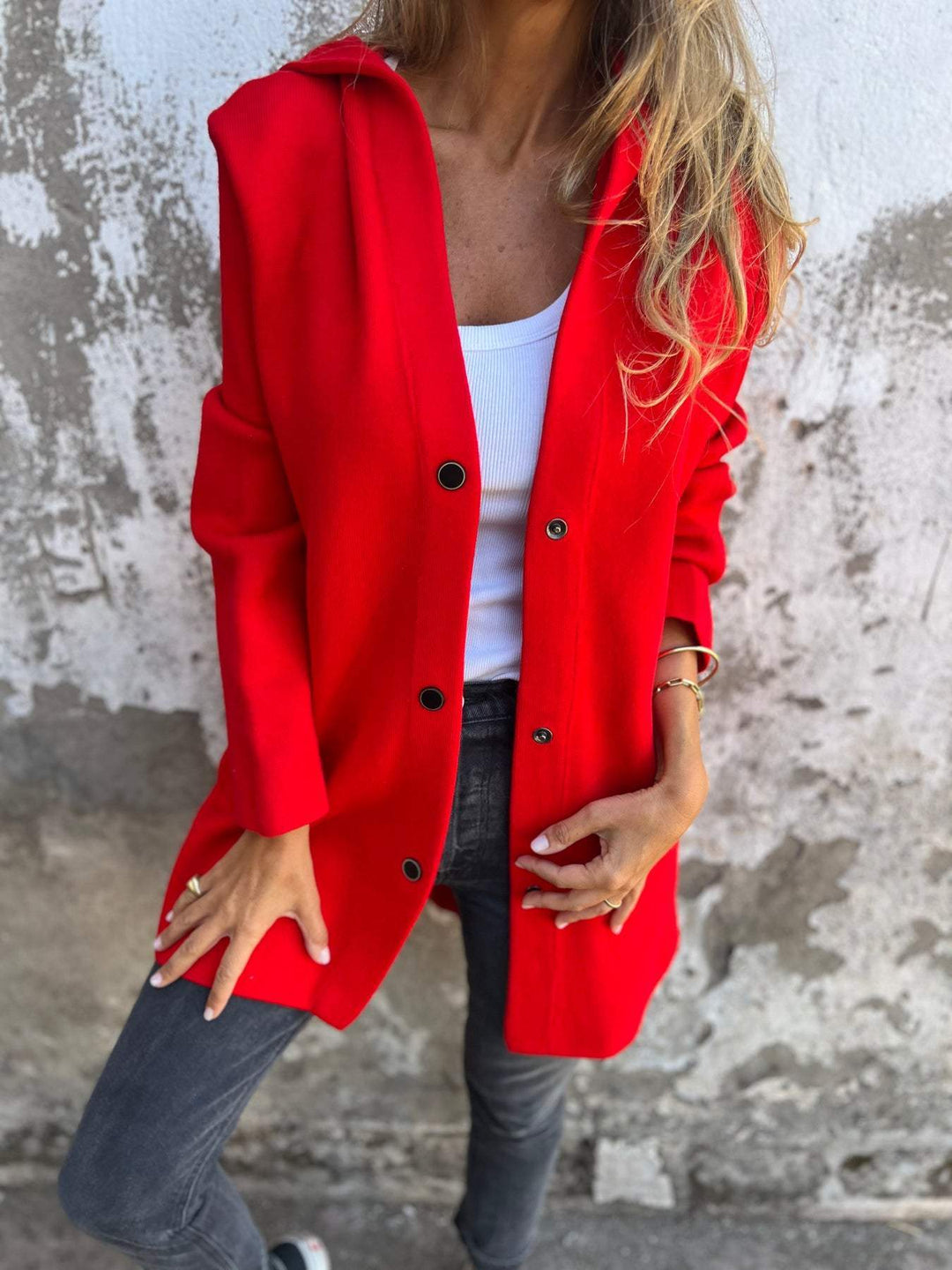 Knit Cardigan – Open Front & Soft Textured Finish