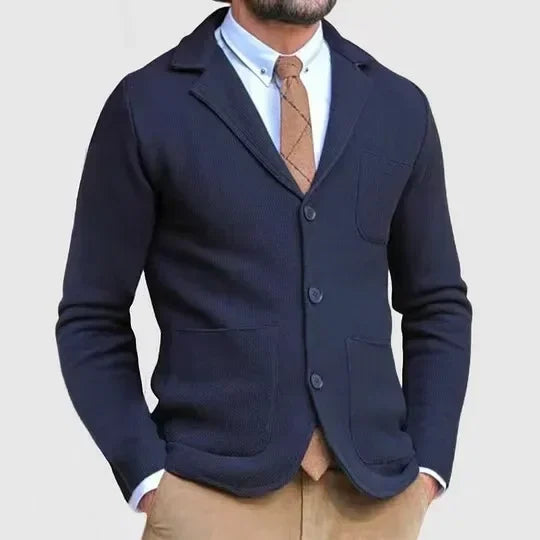 Knit Jacket – Lapel Collar & Button Front Design
