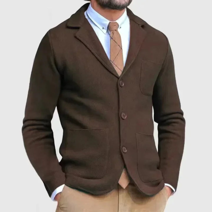 Knit Jacket – Lapel Collar & Button Front Design