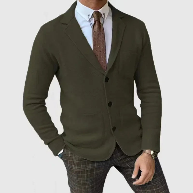 Knit Jacket – Lapel Collar & Button Front Design