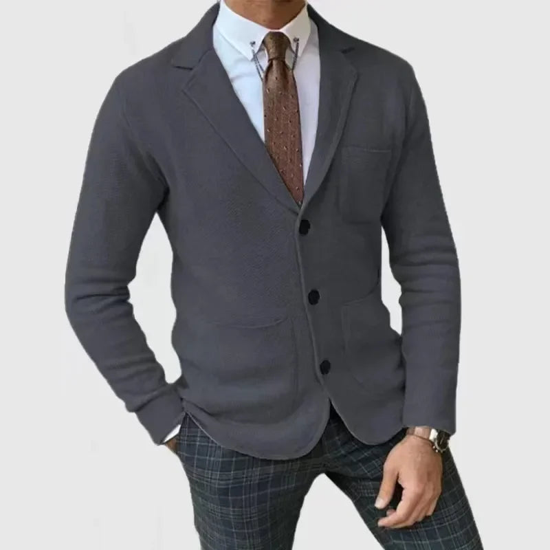Knit Jacket – Lapel Collar & Button Front Design