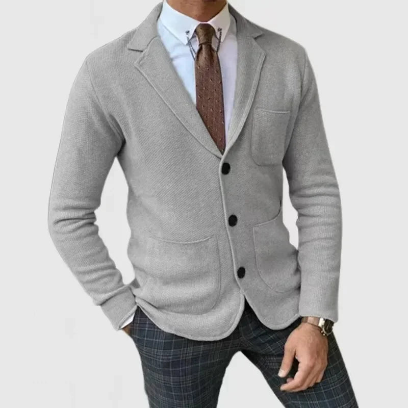 Knit Jacket – Lapel Collar & Button Front Design