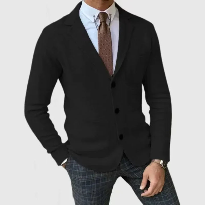 Knit Jacket – Lapel Collar & Button Front Design