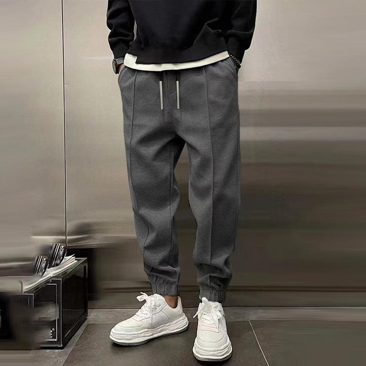 Tapered Trousers – Drawstring Waist & Ribbed Hems