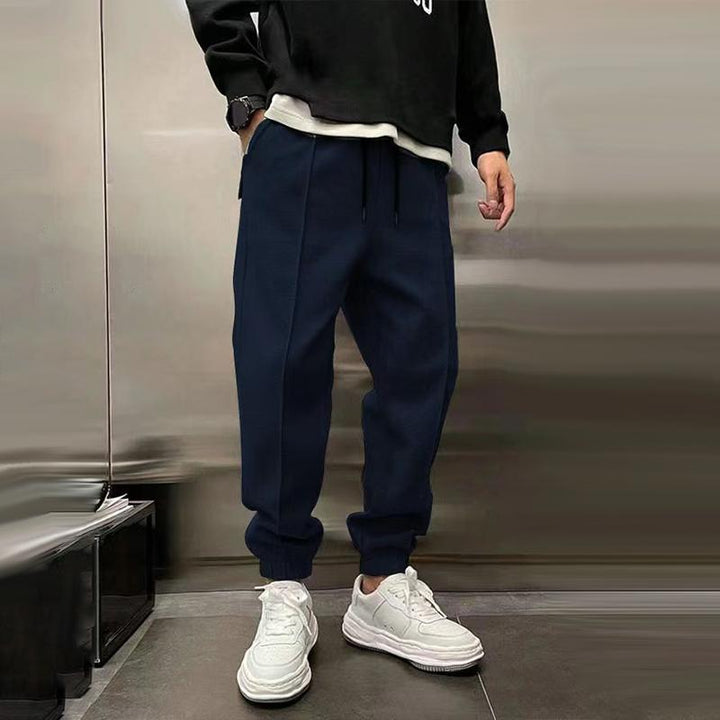 Tapered Trousers – Drawstring Waist & Ribbed Hems