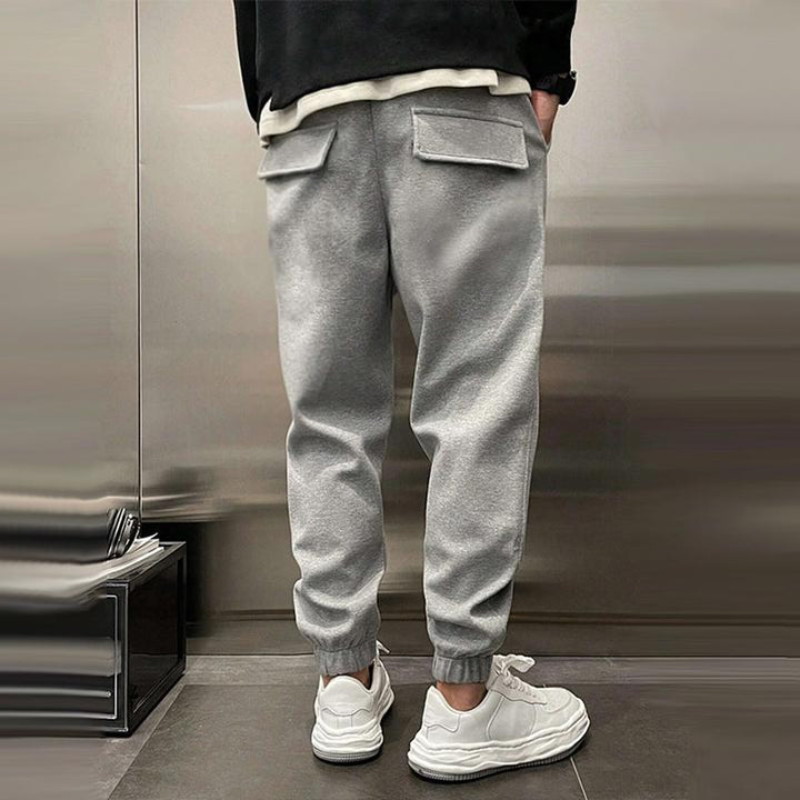 Tapered Trousers – Drawstring Waist & Ribbed Hems