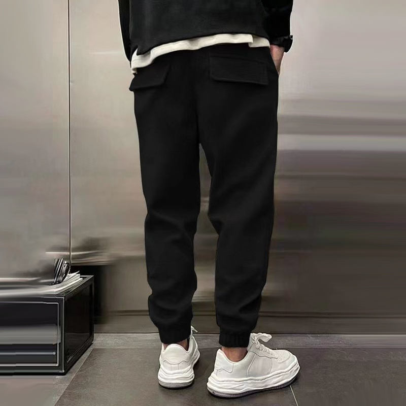 Tapered Trousers – Drawstring Waist & Ribbed Hems