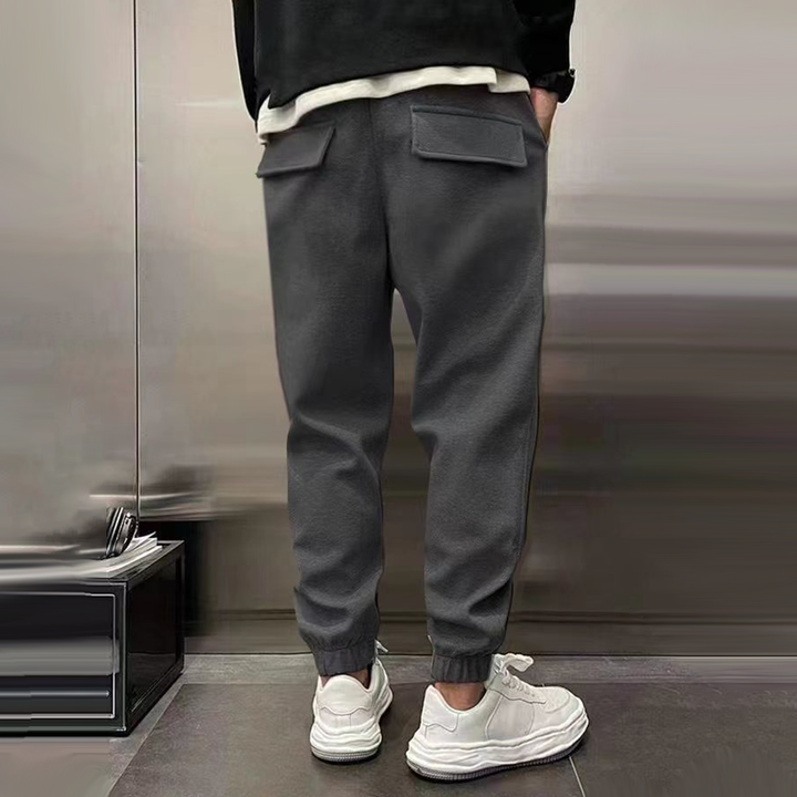 Tapered Trousers – Drawstring Waist & Ribbed Hems