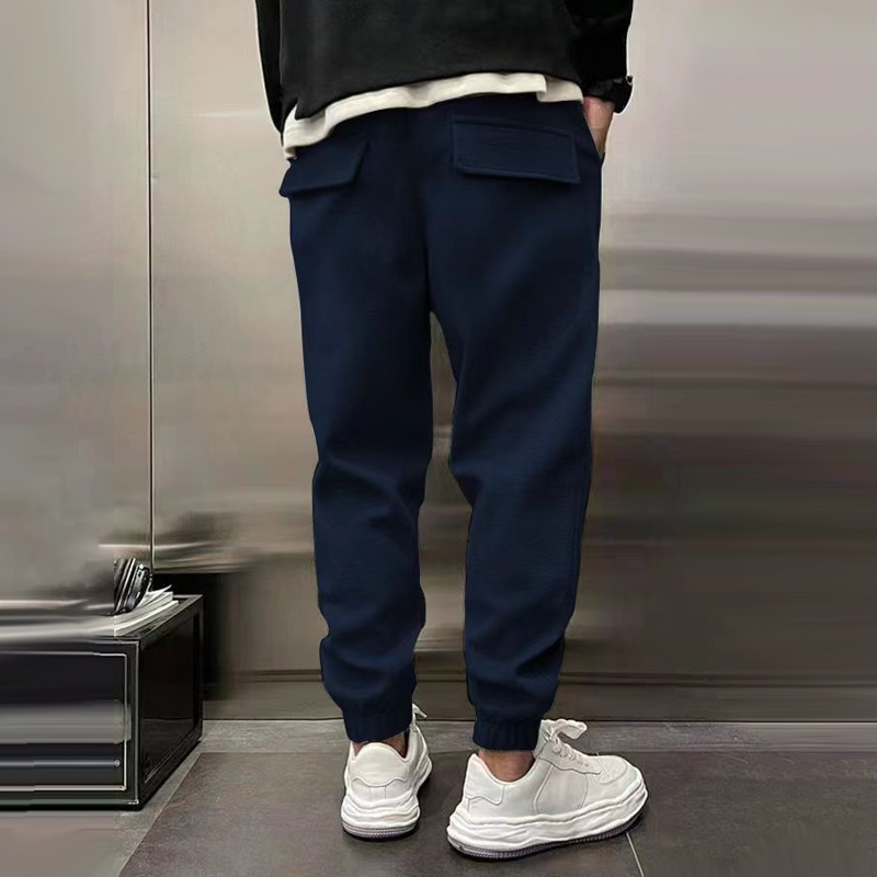 Tapered Trousers – Drawstring Waist & Ribbed Hems