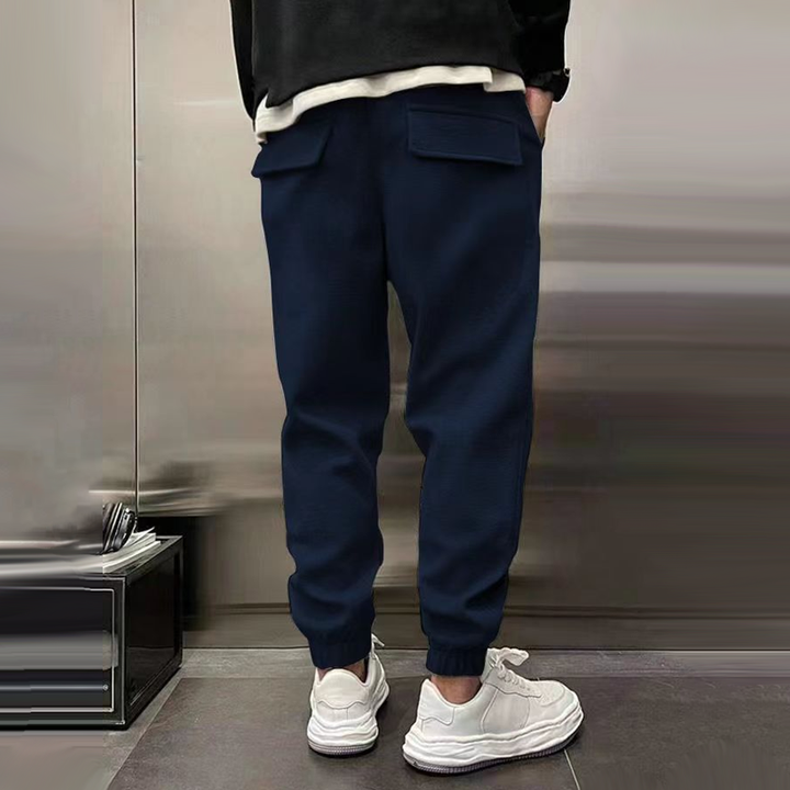 Tapered Trousers – Drawstring Waist & Ribbed Hems