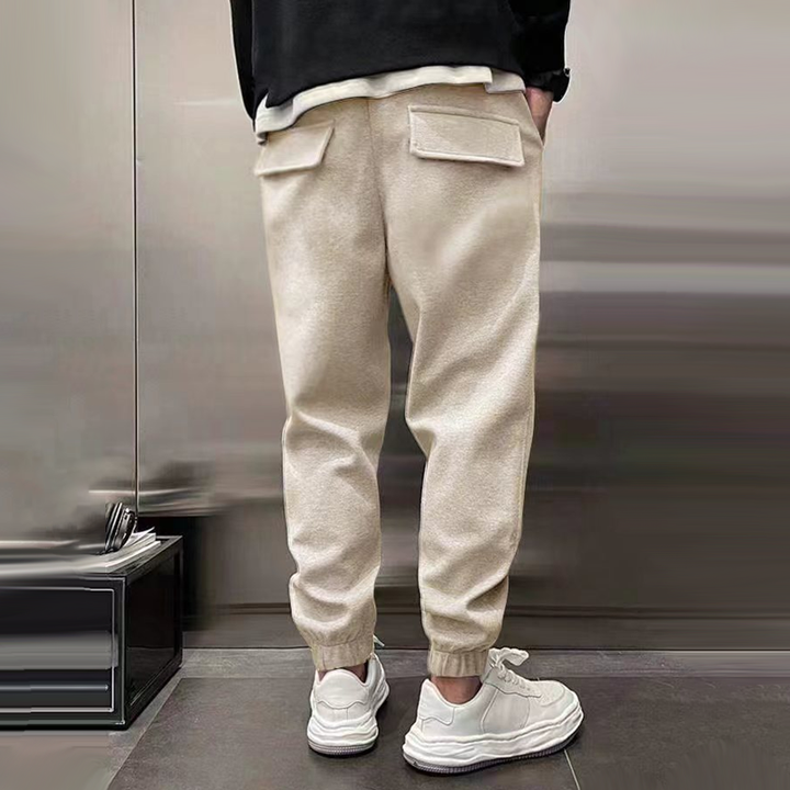 Tapered Trousers – Drawstring Waist & Ribbed Hems