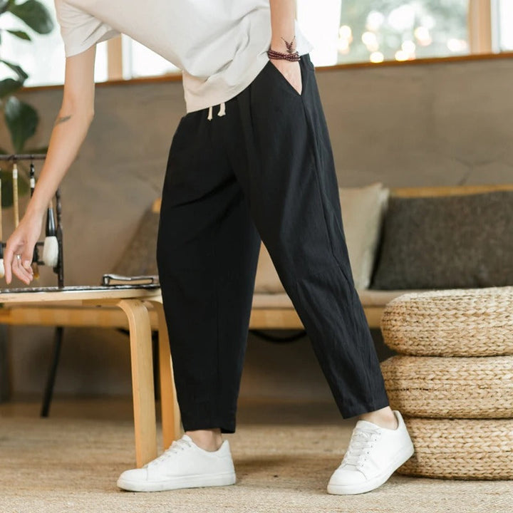 Wide-Leg Trousers – Elastic Waist & Tapered Hem