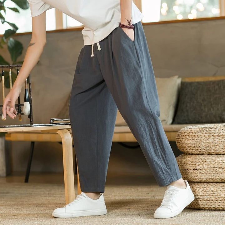 Wide-Leg Trousers – Elastic Waist & Tapered Hem