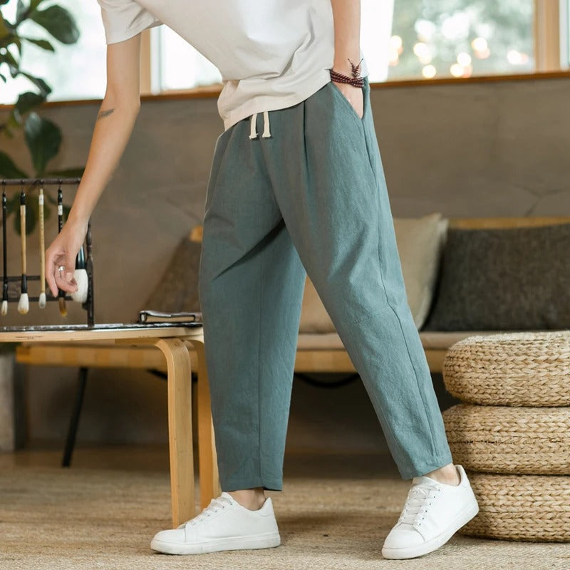 Wide-Leg Trousers – Elastic Waist & Tapered Hem