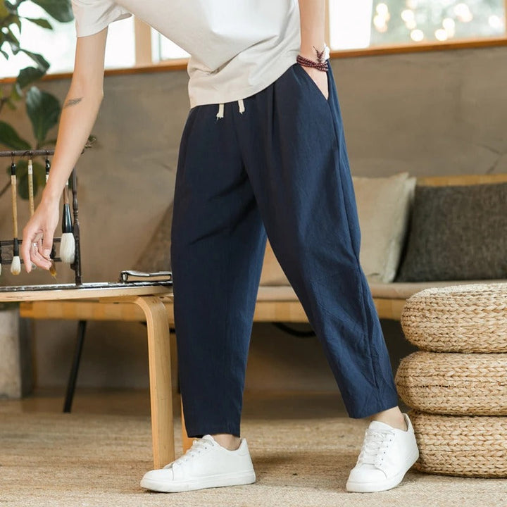 Wide-Leg Trousers – Elastic Waist & Tapered Hem