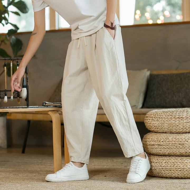 Wide-Leg Trousers – Elastic Waist & Tapered Hem